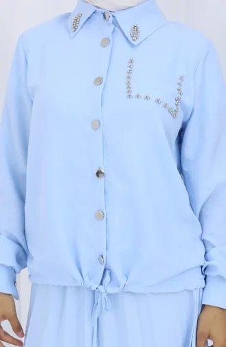 Stoned Buttoned Shirt Rok Tweedelig Pak 2113-01 Lichtblauw 2113-01