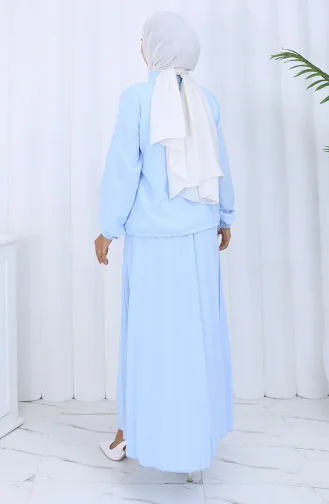 Stoned Buttoned Shirt Rok Tweedelig Pak 2113-01 Lichtblauw 2113-01