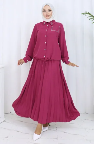 Geknöpfter Hemdrock Zweiteiler 2113-04 Fuchsie 2113-04