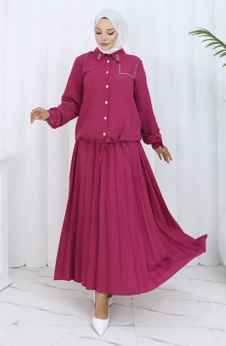 Geknöpfter Hemdrock Zweiteiler 2113-04 Fuchsie 2113-04