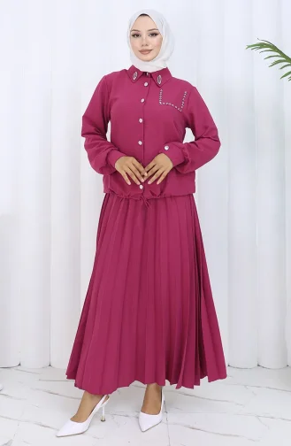 Geknöpfter Hemdrock Zweiteiler 2113-04 Fuchsie 2113-04