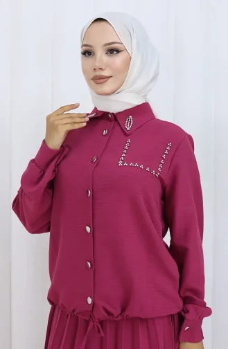 Geknöpfter Hemdrock Zweiteiler 2113-04 Fuchsie 2113-04