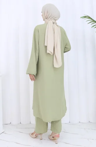 Boydan Düğmeli Tunik Pantolon İkili Takım 2114-01 Küf Yeşili