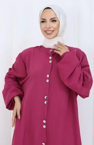 Boydan Düğmeli Tunik Pantolon İkili Takım 2114-03 Vişne