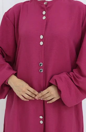 Boydan Düğmeli Tunik Pantolon İkili Takım 2114-03 Vişne