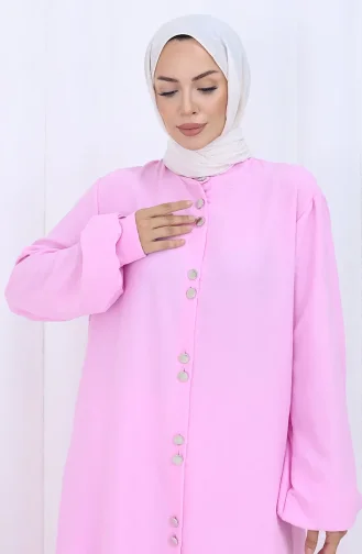 Boydan Düğmeli Tunik Pantolon İkili Takım 2114-04 Pembe