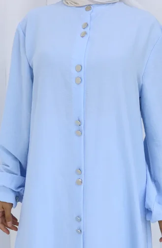 Boydan Düğmeli Tunik Pantolon İkili Takım 2114-07 Mavi