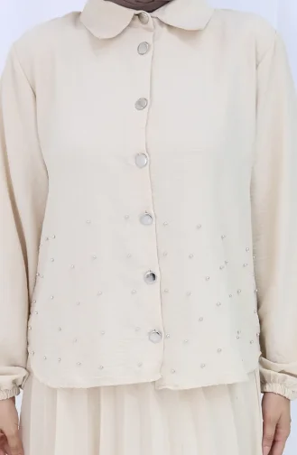 Ensemble Deux Pièces Tunique Et Jupe Boutonnée à Lanières 2115-06 Vison 2115-06