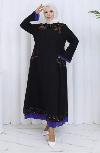 عباية أصلية 6688-01 لون أسود ساكسوني 6688-01