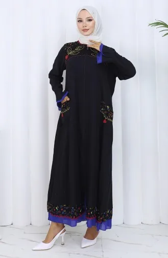 عباية أصلية 6688-01 لون أسود ساكسوني 6688-01