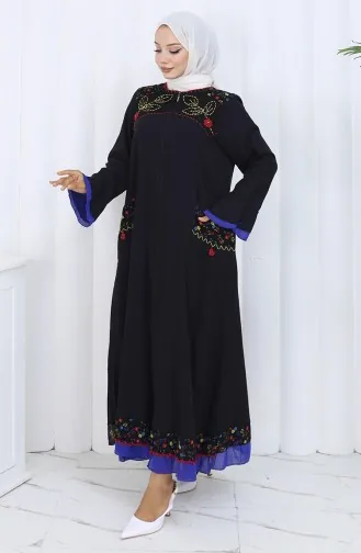 عباية أصلية 6688-01 لون أسود ساكسوني 6688-01
