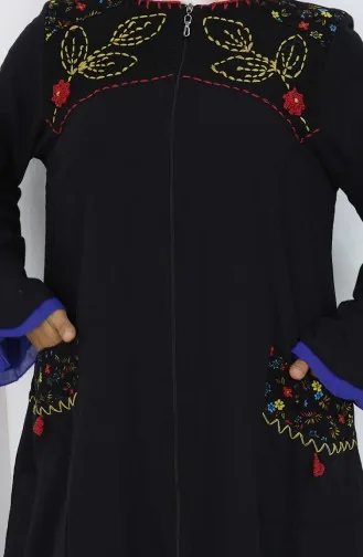 عباية أصلية 6688-01 لون أسود ساكسوني 6688-01