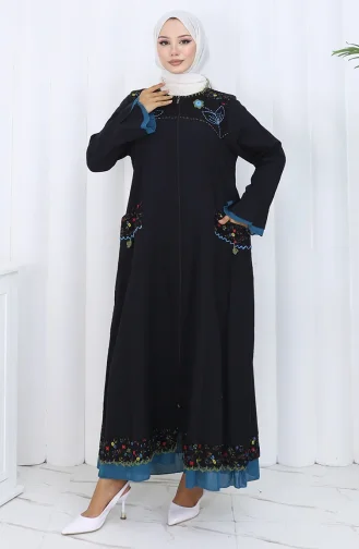 عباية أصلية 6688-03 أسود أزرق 6688-03