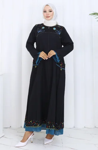 عباية أصلية 6688-03 أسود أزرق 6688-03