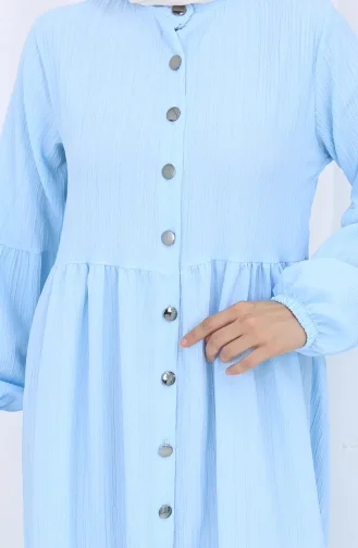 Geknoopte Abaya Met Elastische Mouwen 2124-02 Blauw 2124-02