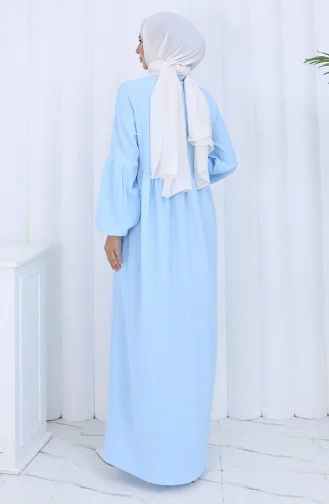 Geknoopte Abaya Met Elastische Mouwen 2124-02 Blauw 2124-02