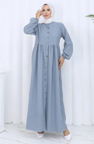 Boydan Düğmeli Kolu Lastikli Ferace 2124-03 Koyu Gri