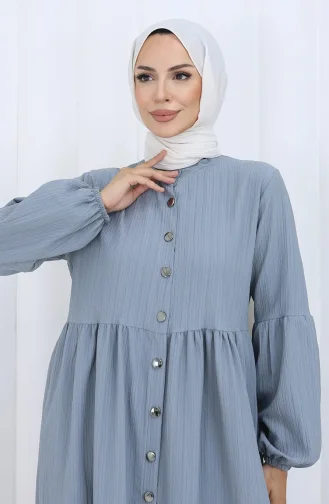 Boydan Düğmeli Kolu Lastikli Ferace 2124-03 Koyu Gri