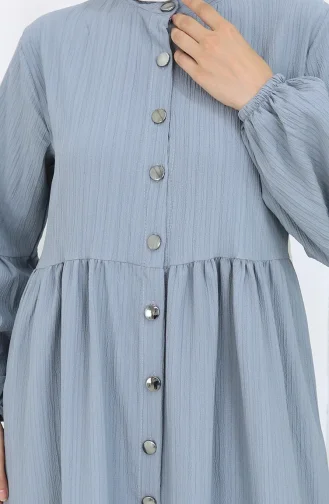 Boydan Düğmeli Kolu Lastikli Ferace 2124-03 Koyu Gri