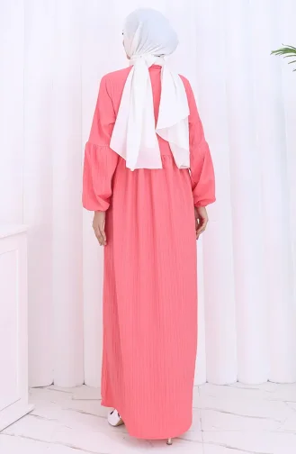 Boydan Düğmeli Kolu Lastikli Ferace 2124-05 Nar Çiçeği