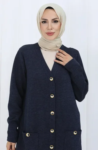 Cardigan Boutonné 5025-02 Bleu Marine 5025-02