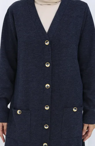 Cardigan Boutonné 5025-02 Bleu Marine 5025-02