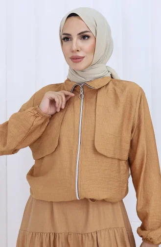 Kolu Lastikli Fermuarlı İkili Takım 0129-03 Sütlü kahve