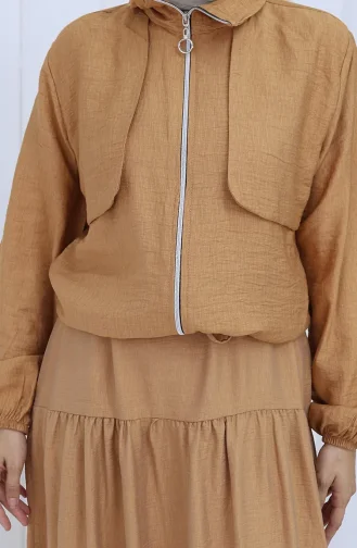 Kolu Lastikli Fermuarlı İkili Takım 0129-03 Sütlü kahve