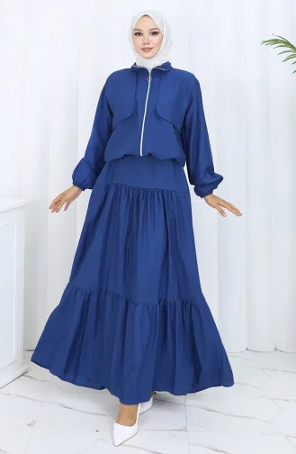 Tweedelig Pak Met Elastische Mouwen En Rits 0129-05 Indigo 0129-05