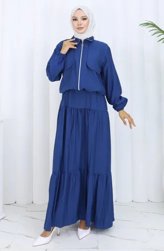 Tweedelig Pak Met Elastische Mouwen En Rits 0129-05 Indigo 0129-05