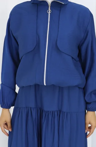 Tweedelig Pak Met Elastische Mouwen En Rits 0129-05 Indigo 0129-05