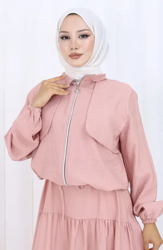 Kolu Lastikli Fermuarlı İkili Takım 0129-06 Gül Kurusu