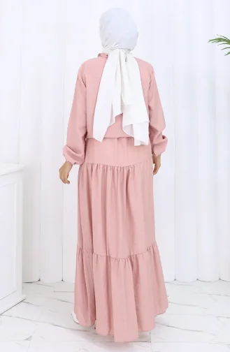 Kolu Lastikli Fermuarlı İkili Takım 0129-06 Gül Kurusu