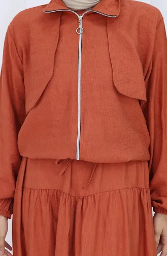 Kolu Lastikli Fermuarlı İkili Takım 0129-09 Kiremit