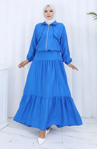 Kolu Lastikli Fermuarlı İkili Takım 0129-10 Mavi