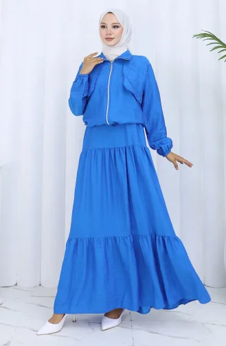 Kolu Lastikli Fermuarlı İkili Takım 0129-10 Mavi