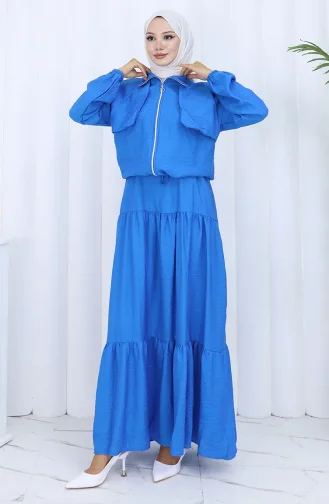 Kolu Lastikli Fermuarlı İkili Takım 0129-10 Mavi