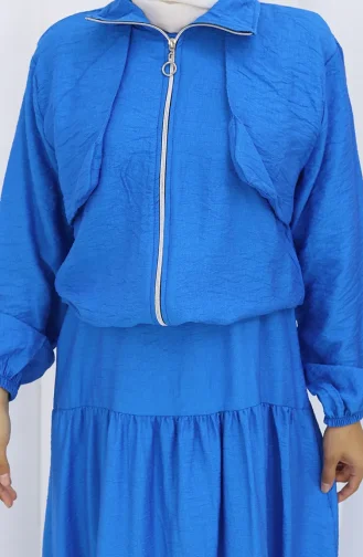 Kolu Lastikli Fermuarlı İkili Takım 0129-10 Mavi