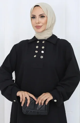 Çift Düğmeli Tunik Pantolon İkili Takım 2118-01 Siyah