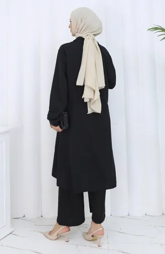 Çift Düğmeli Tunik Pantolon İkili Takım 2118-01 Siyah