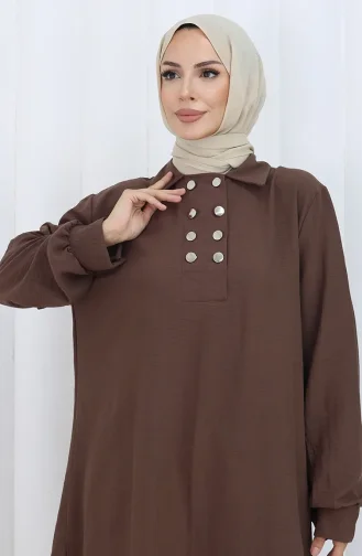 بدلة من قطعتين، بنطال تونك بأزرار مزدوجة، 2118-02 بني 2118-02