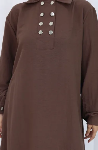 بدلة من قطعتين، بنطال تونك بأزرار مزدوجة، 2118-02 بني 2118-02