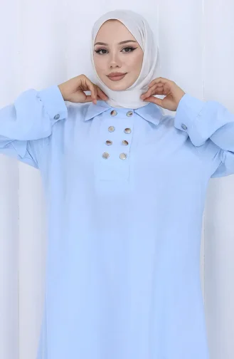 بدلة تونيك مزدوجة الأزرار مكونة من قطعتين 2118-04 أزرق 2118-04