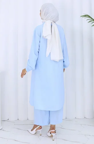بدلة تونيك مزدوجة الأزرار مكونة من قطعتين 2118-04 أزرق 2118-04