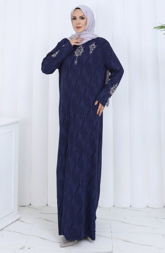 Navy Blue İslamitische Avondjurk 6280-02