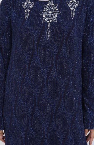 Navy Blue İslamitische Avondjurk 6280-02