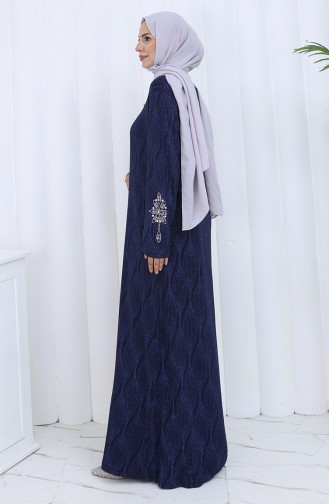 Navy Blue İslamitische Avondjurk 6280-02
