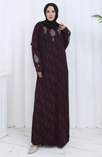 Plus Size Stoned Avondjurk 6280-03 Burgundy 6280-03