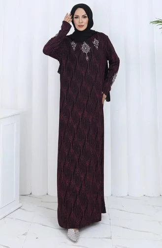 Plus Size Stoned Avondjurk 6280-03 Burgundy 6280-03