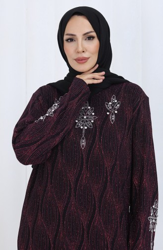 Weinrot Hijab-Abendkleider 6280-03